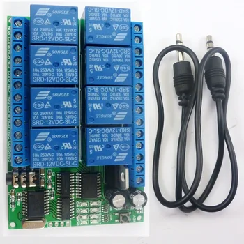1 DB 8 csatornás 12VDC DTMF relé MT8870 dekóder telefon távirányító kapcsoló AC DC motorhoz LED CNC intelligens otthon PLC